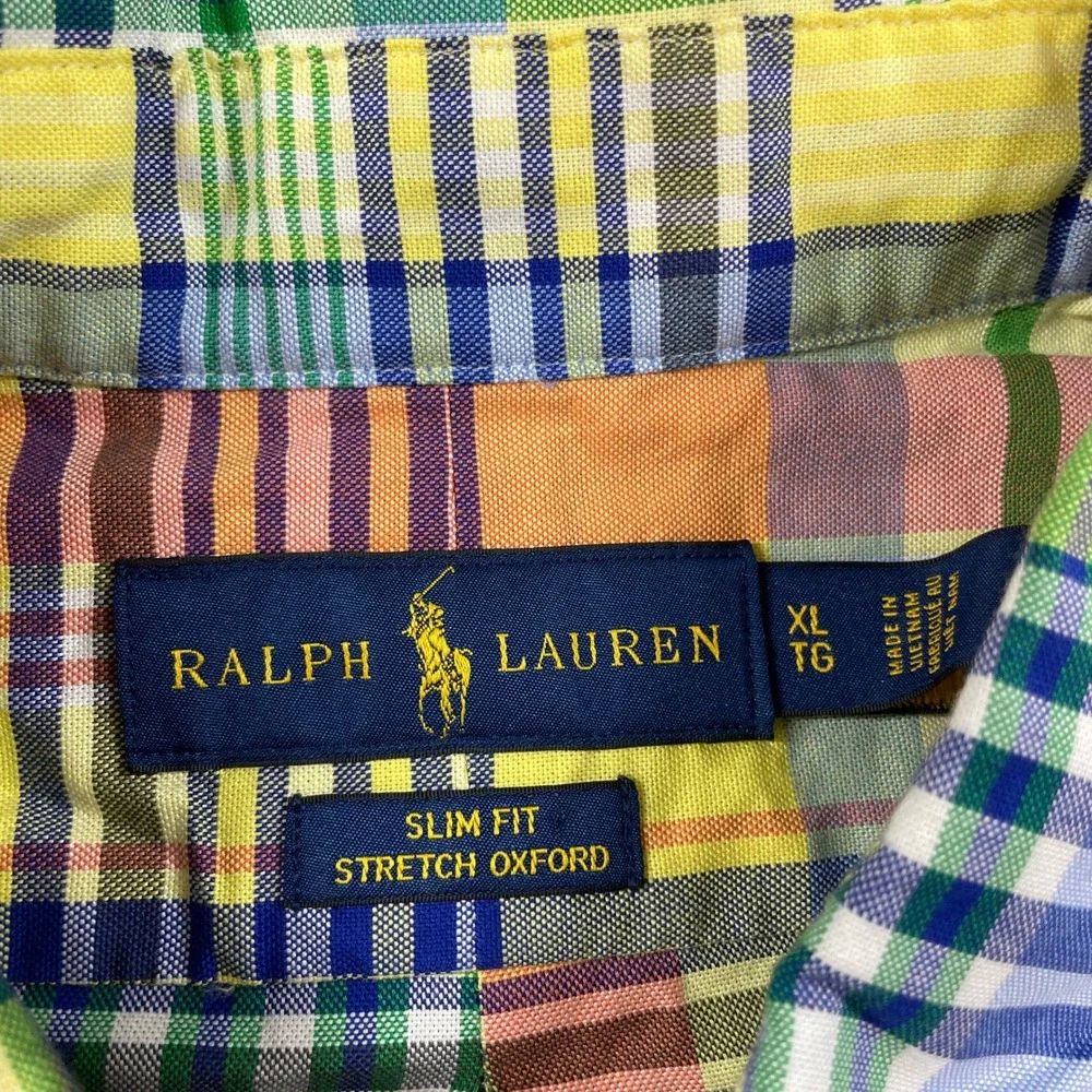 Ralph Lauren Mens Shirt XL Multi-color Plaid Stretch Long Sleeve Slim Fit - Picture 6 of 12